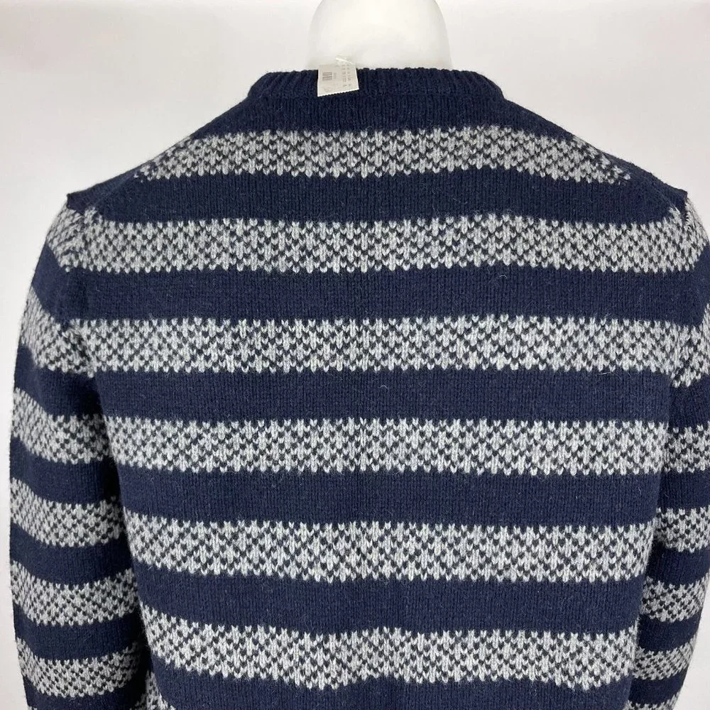 J Crew Lambswool Stripe Sweater Chunky Pullover Crew Neck Long Sleeve Men XL NWT